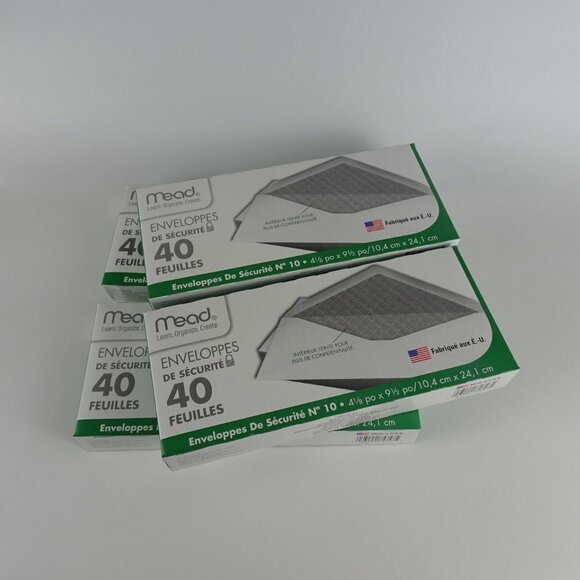 4 Boxes MEAD #10 WHITE Security Envelopes 40 each - Picture 3 of 4